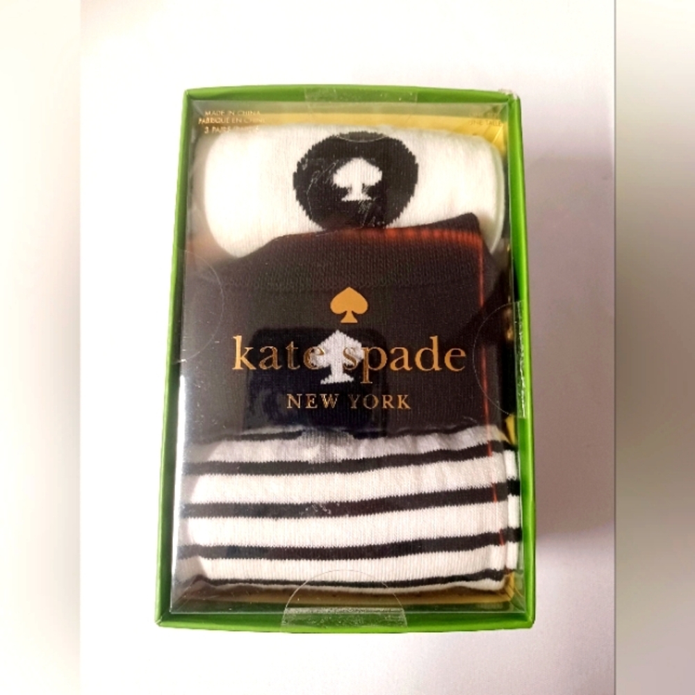 Kate Spade Women's Crew Socks 3 Pack In Gift Box NWT